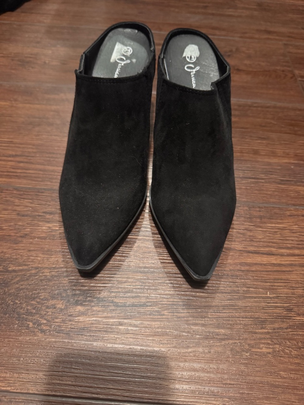 Black Suede Pointed Mule Slip-On - Women's